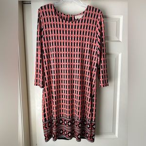 Michael Kors dress with 3/4 length sleeves, knee length, with gold zipper back